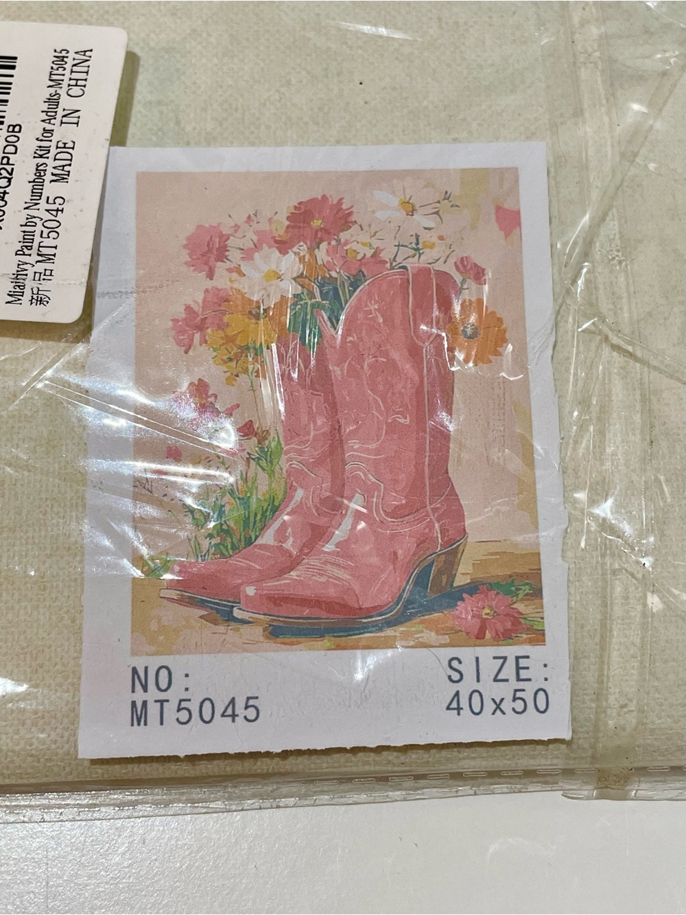 Miairivy Paint by Numbers Kit for Adults – Pink Cowboy Boots & Wildflowers